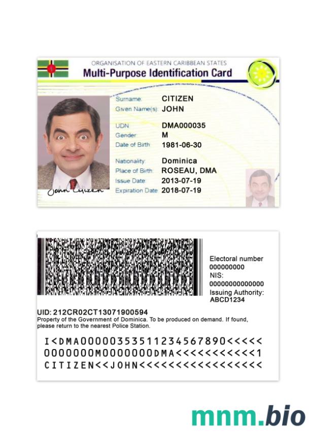 Wielozadaniowa karta identyfikacyjna Państw Wschodnich Karaibów